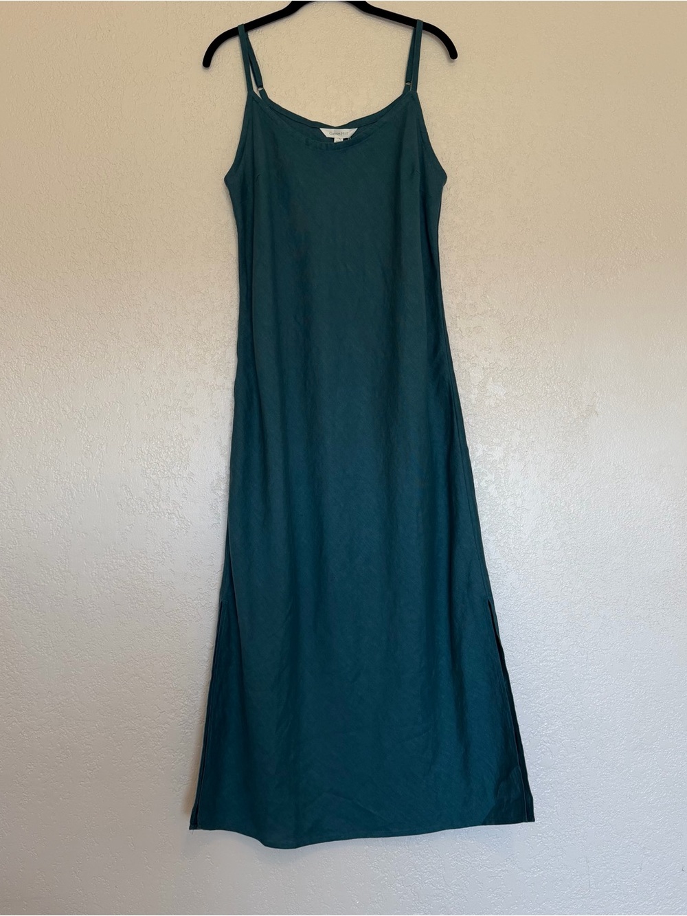 Garnet Hill Deep Teal Maxi Slip Easy Linen Dress